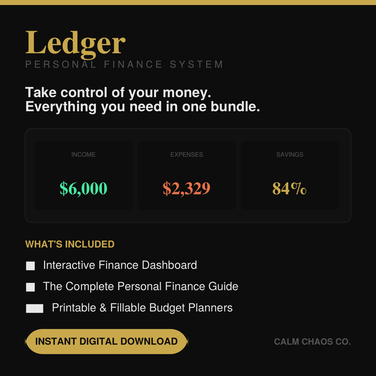 Ledger — The Complete Personal Finance Dashboard, Planner & Guide Bundle
